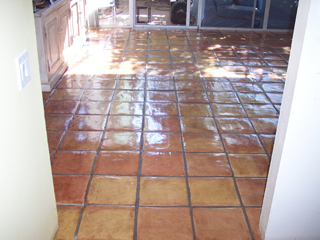 After this Mexican tile floor was cleaned by Desert Tile and Grout Care, you would think it was a brand new floor